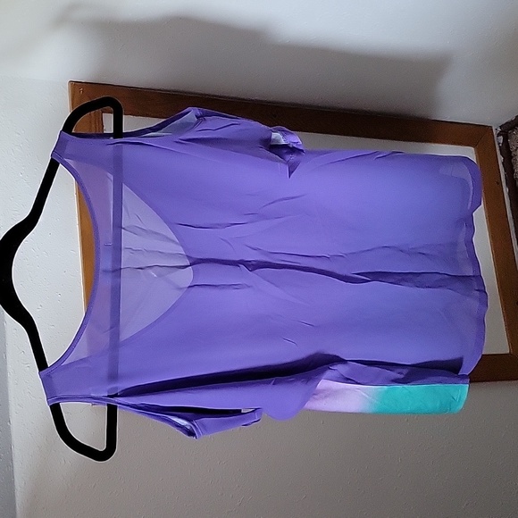 Purple and green open shoulder top - Picture 4 of 6